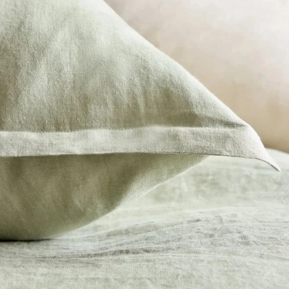 QUINCE European Linen Euro Shams Set Of 2 Willowleaf 3156 - Picture 5 of 10